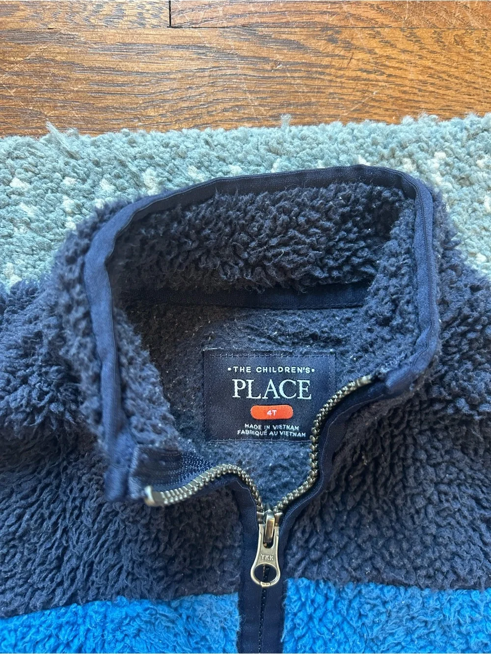 The Children's Place Two-Tone Sherpa Zip Jacket - Navy & Blue